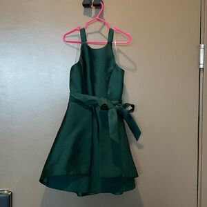 GB Girls Forest Green Sleeveless Knee length Dress with Waist Tie Size Y7